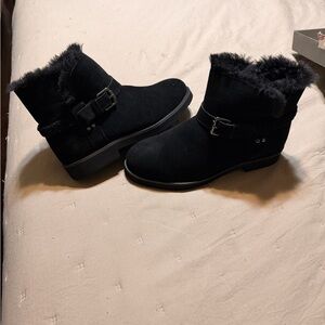 Style & Co. Black Faux Fur Ankle Boots